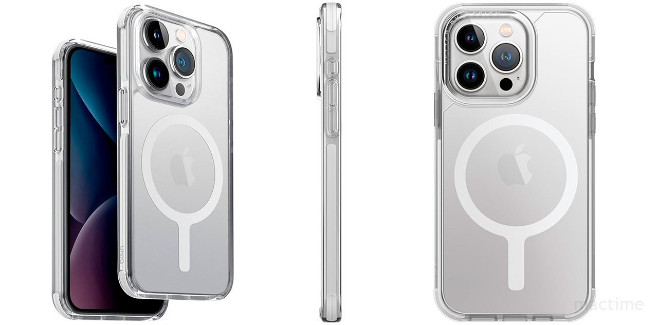 Стильный полупрозрачный чехол Uniq Combat AF (MagSafe) для iPhone 15 Pro с белыми рамками